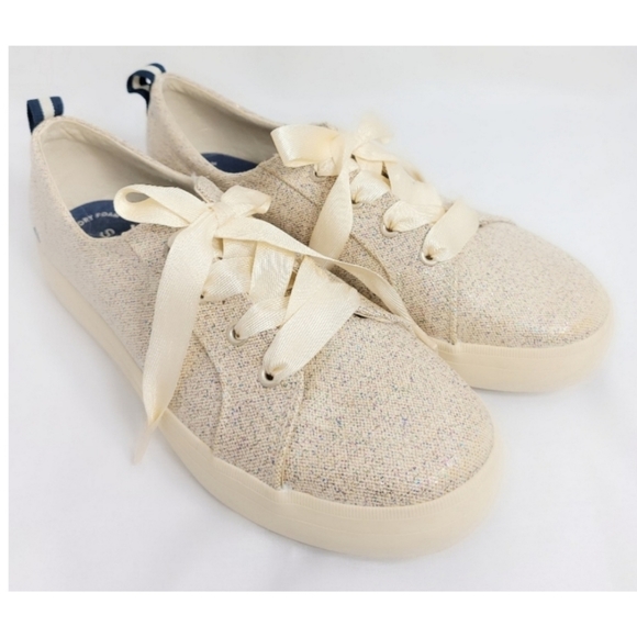 Sperry Crest Vibe Sparkle Satin Ribbon Sneakers Size 7 - Picture 1 of 8